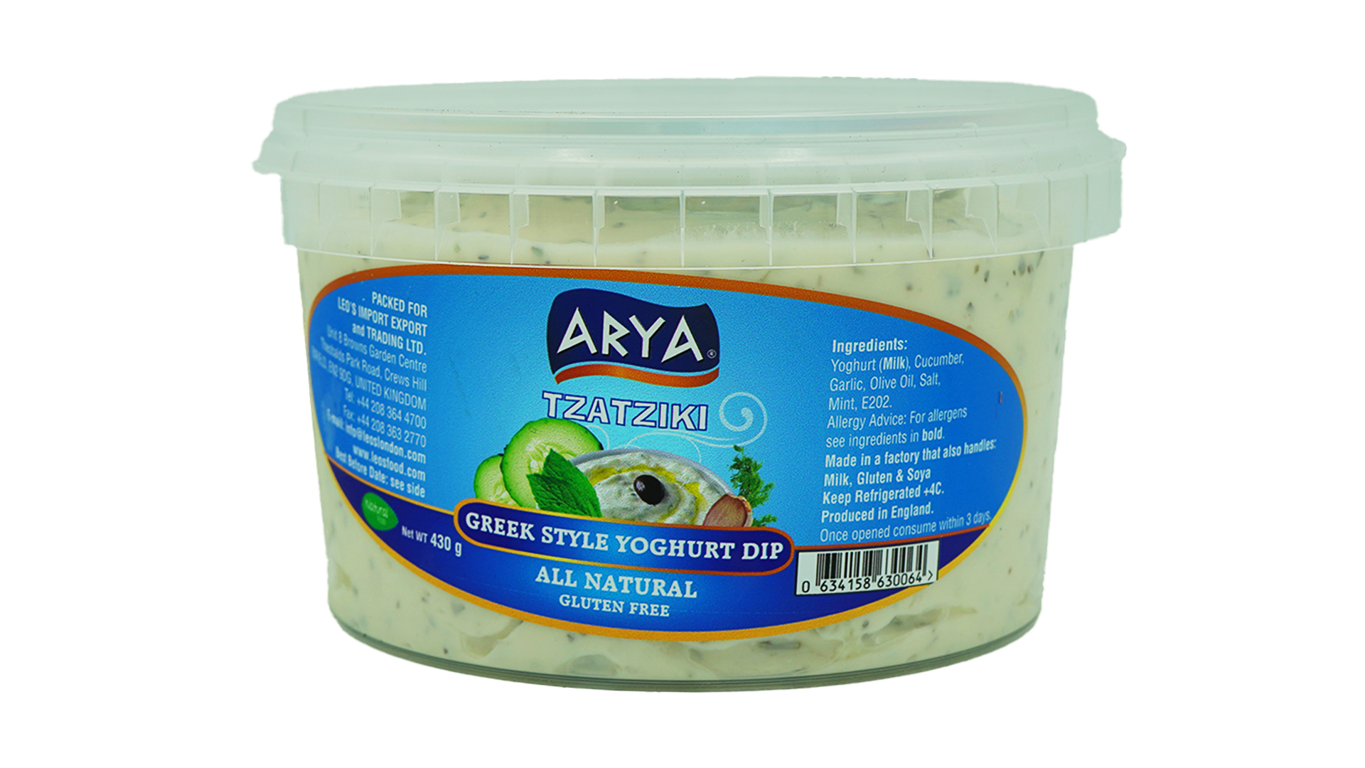 Arya tzatziki greek style yoghurt dip 430g 2