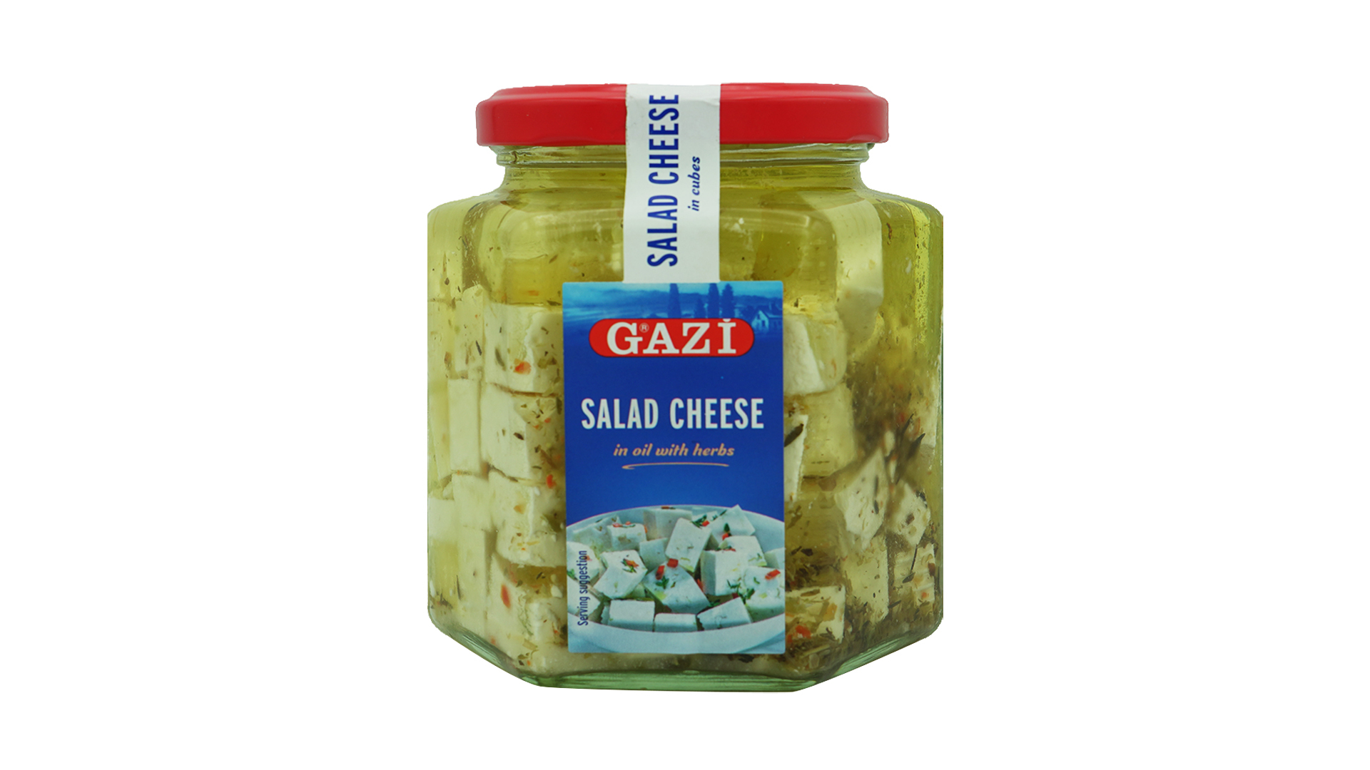 Gazi salad cheese in oil with herbs blue label 375g 1